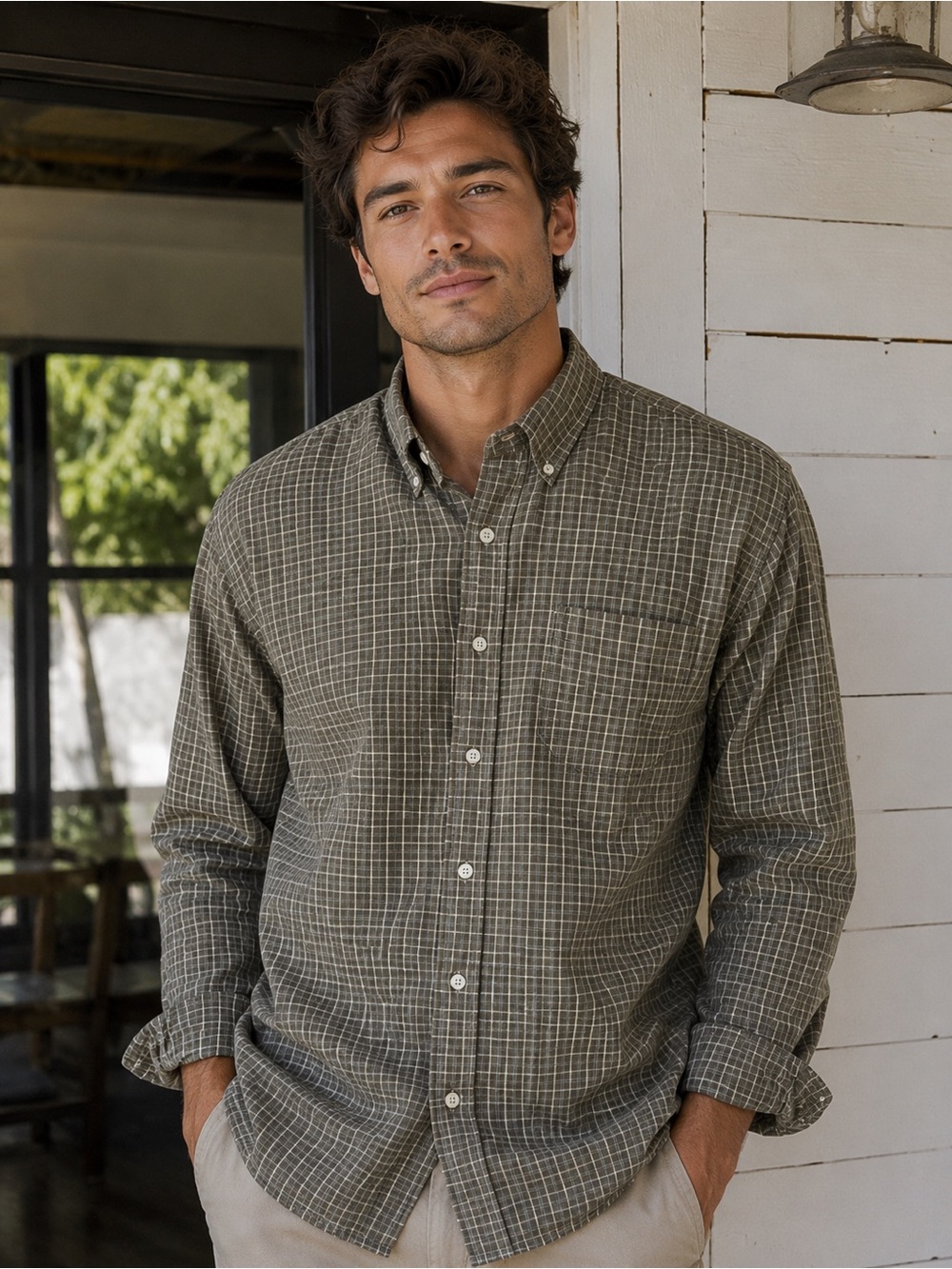 Austin Clothing Co. Olive Plaid Button-Down Shirt